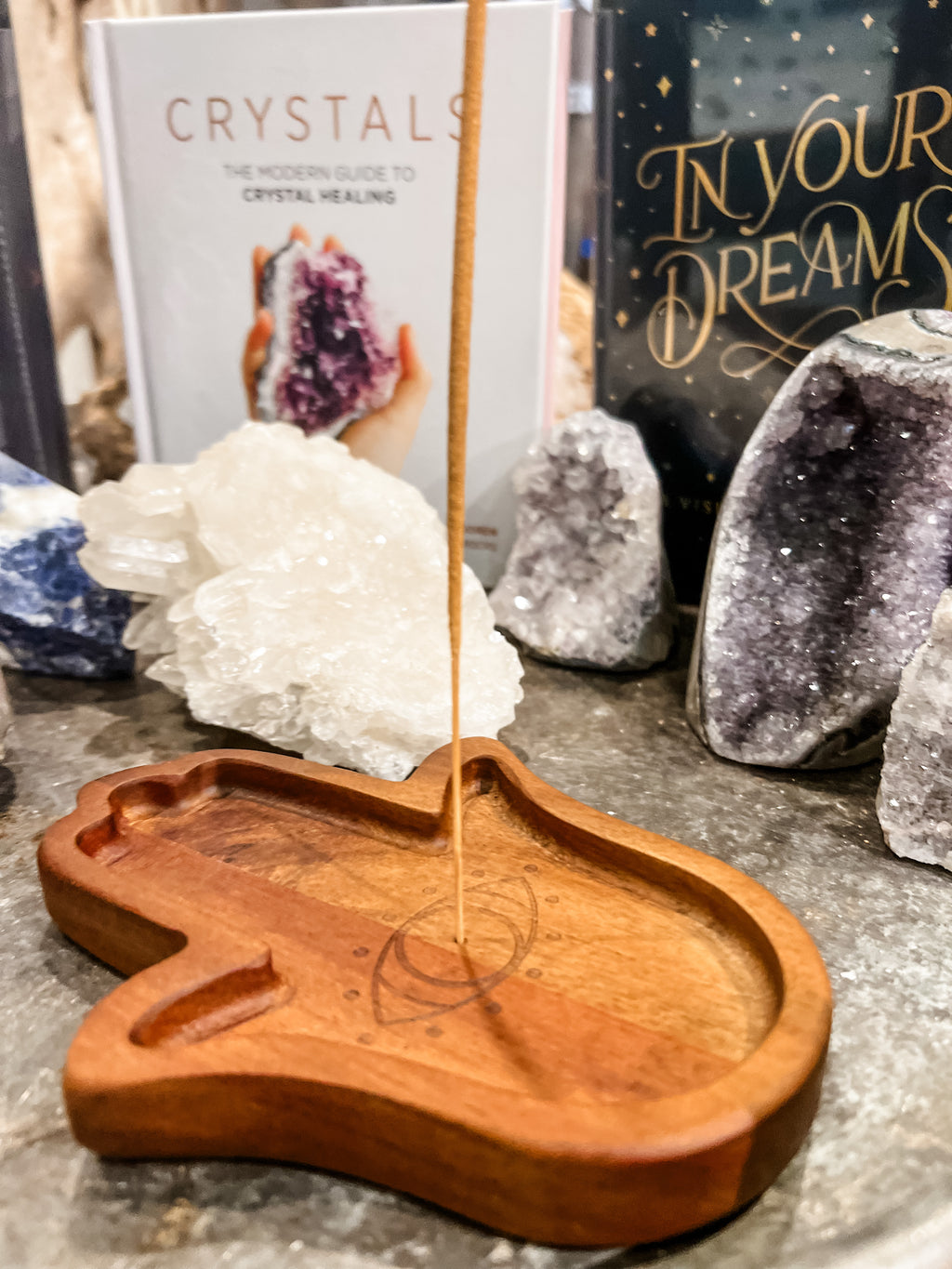 ***Wooden Hamsa Hand Incense Holder