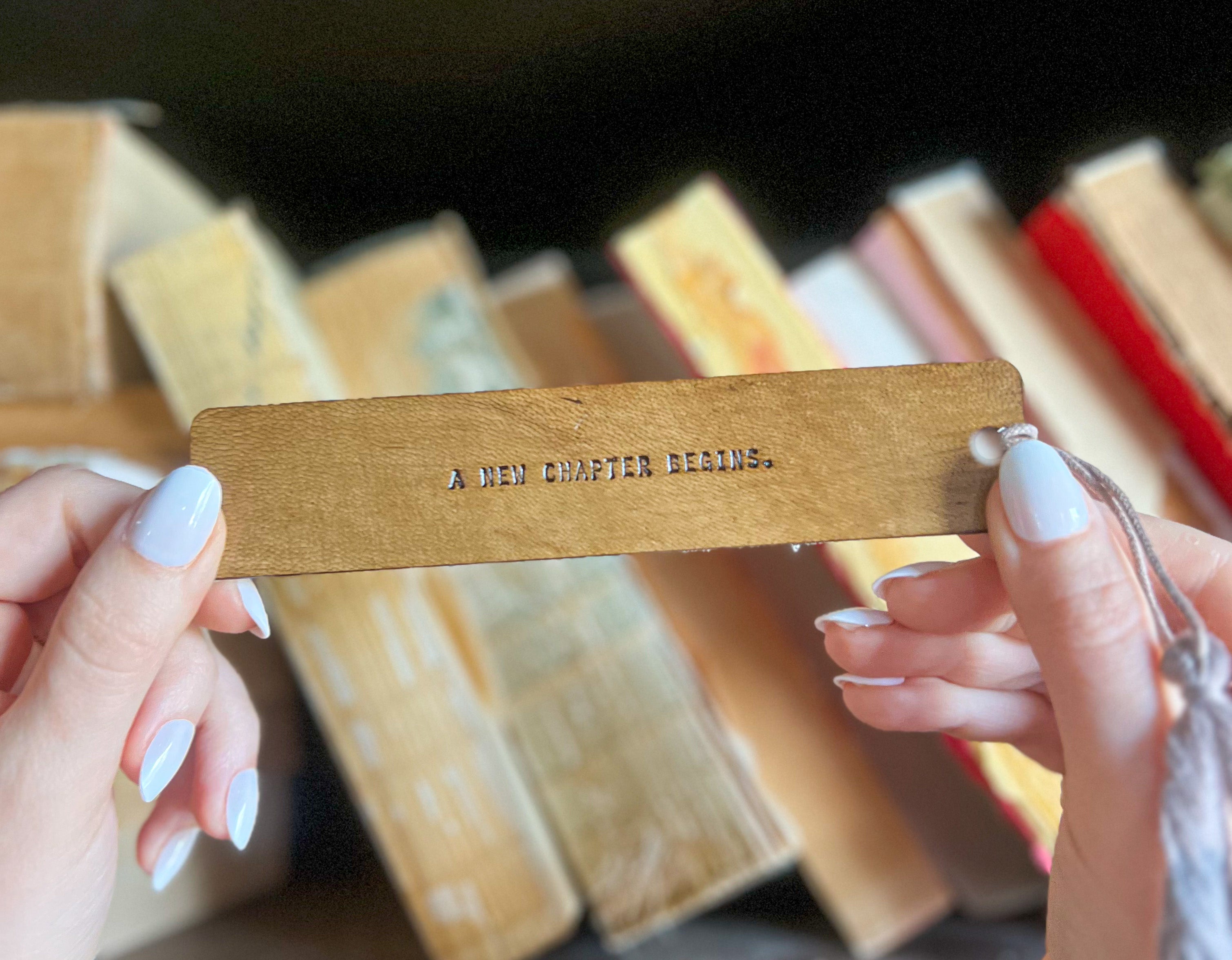 A New Chapter Begins - Leather Bookmark