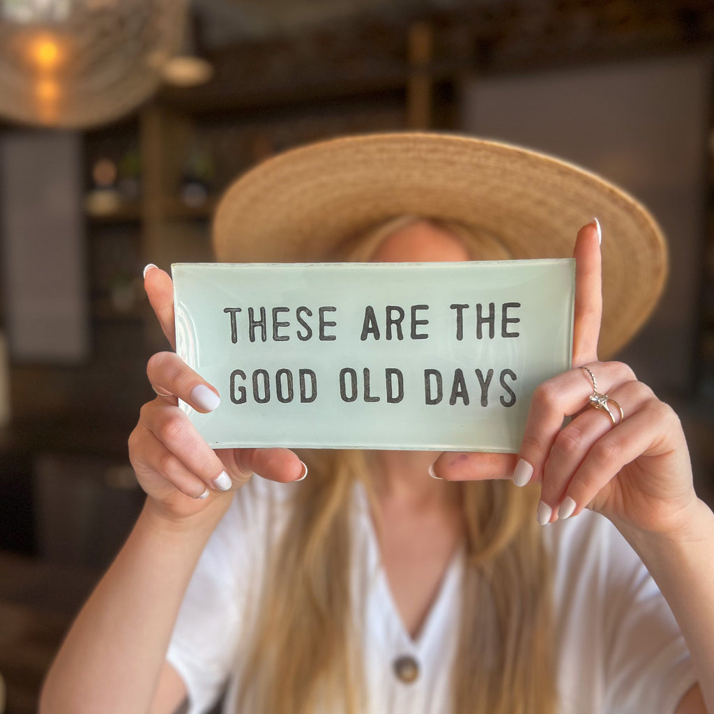 Good Old Days Rectangular Decoupage Plate 8.5x4