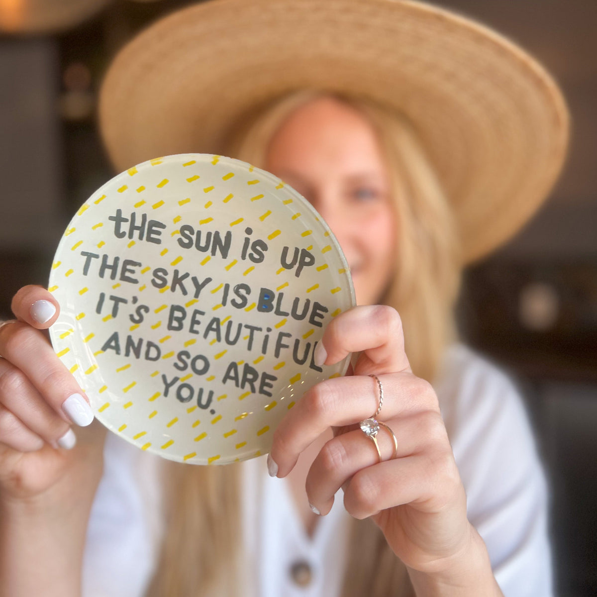 The Sun Is Up Round Decoupage Plate - 6in