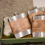 ****W.C. Fields Brown Leather Metal Flask