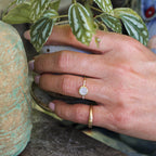 Rainbow Moonstone Adjustable Circle Bezel Ring