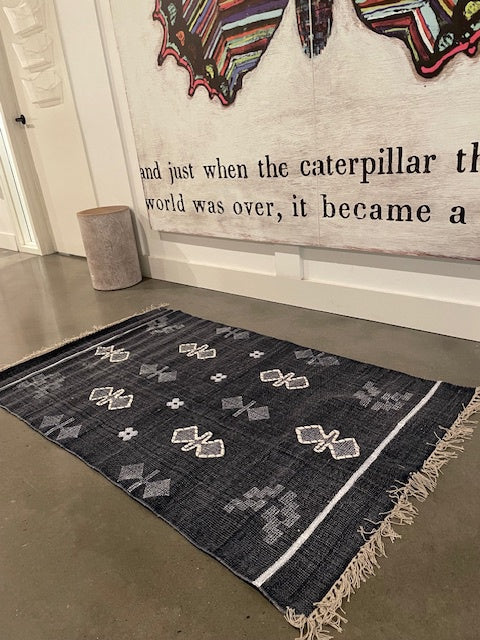Navy Rug with Fringe 3'x5'