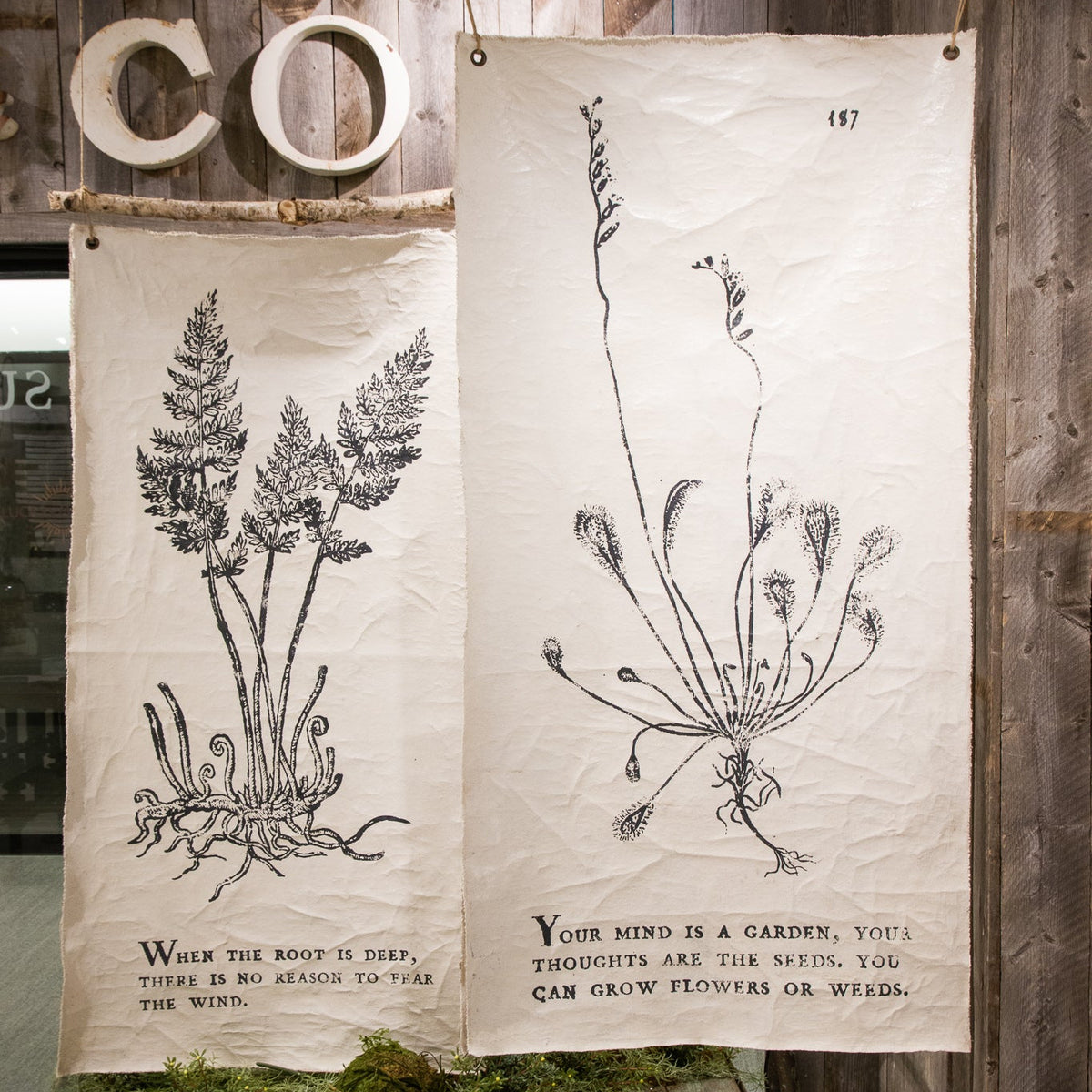 ***When The Root Is Deep Botanical Hand Painted Wall Tarp 32x63