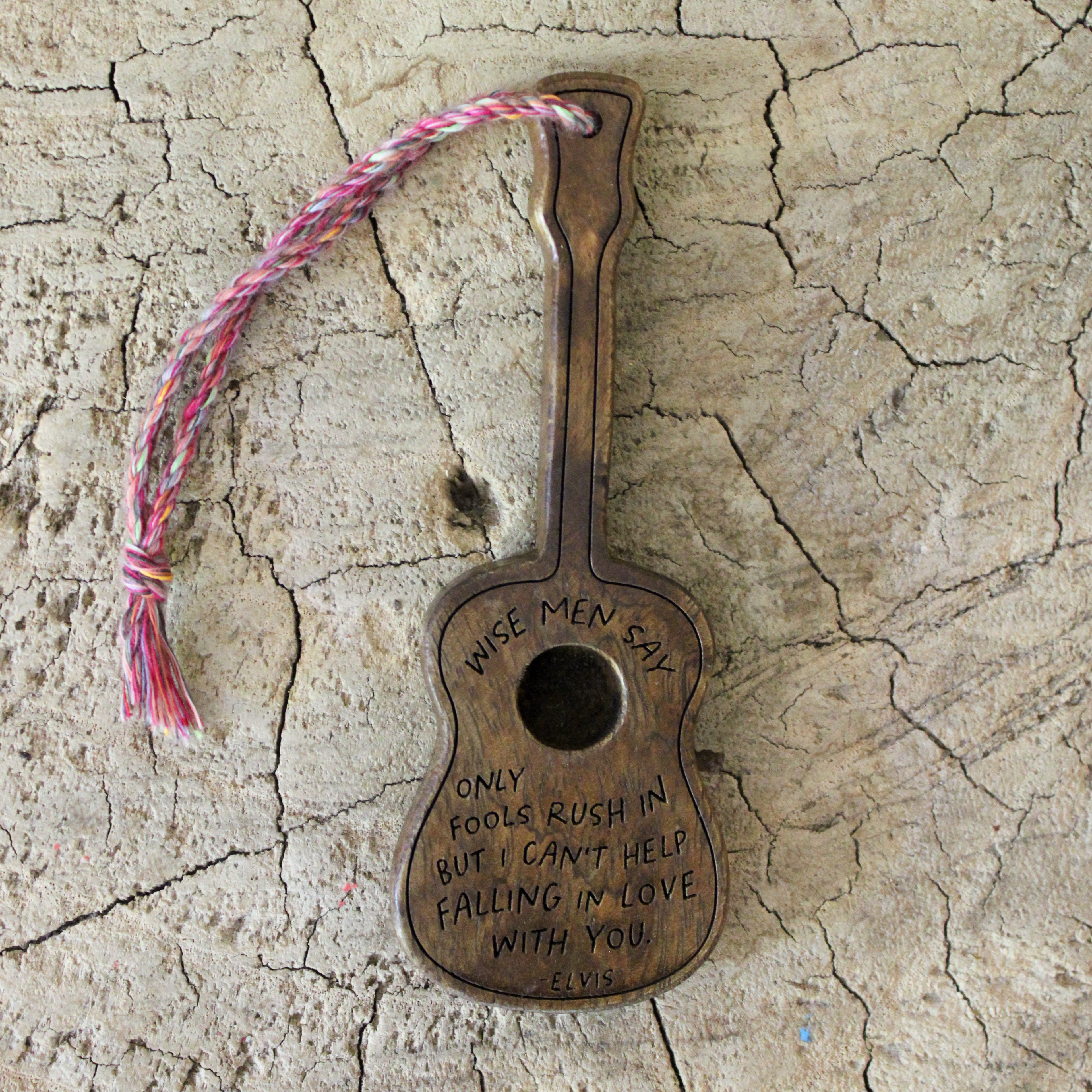 Wise men say (Elvis) Wooden Guitar - 2"x5"