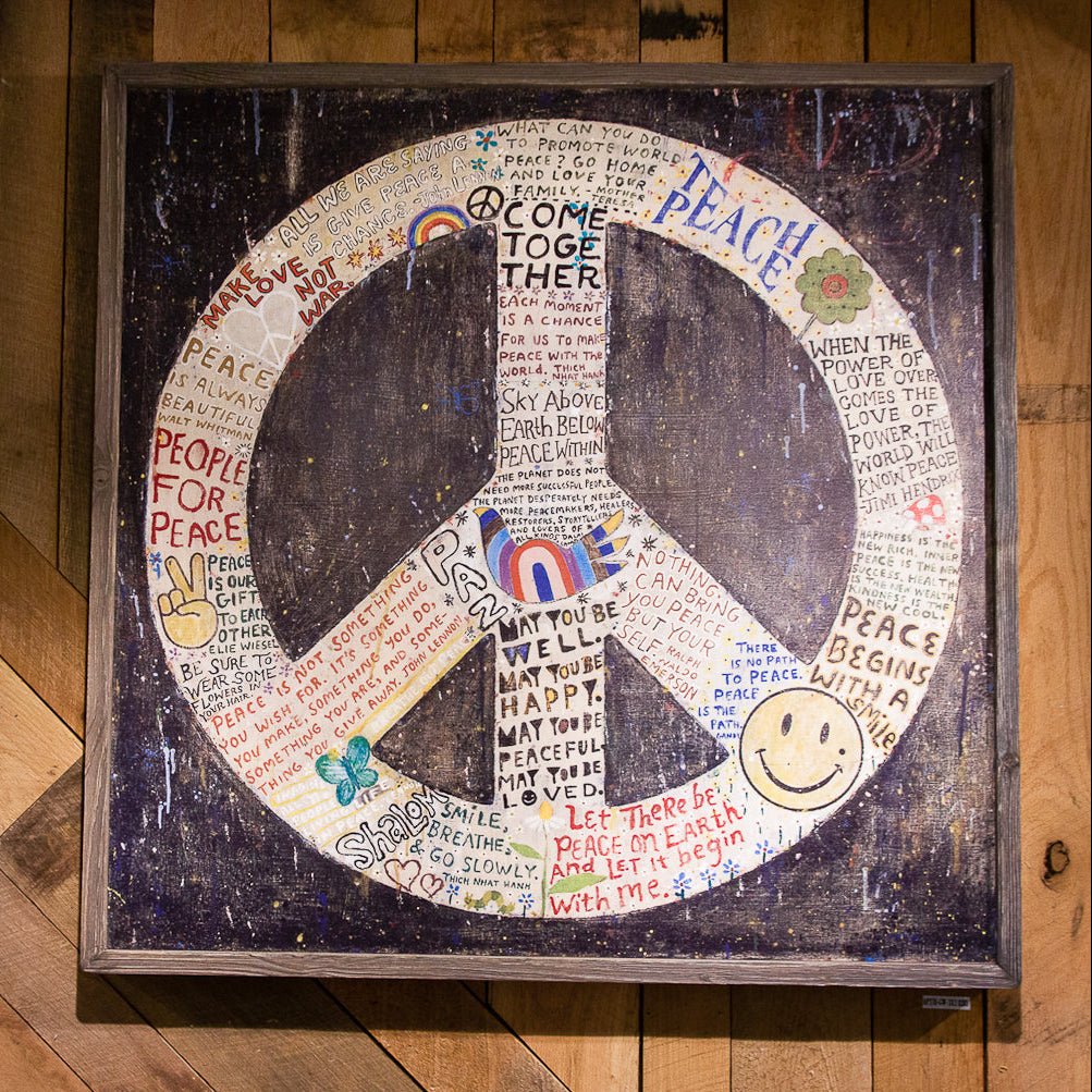 Choose Peace Art Print in Black - Grey Wood