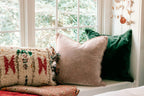 Indigo Velvet Pillow With Poms - 22"x22