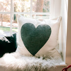 Black Heart on Linen Pillow - 24x24
