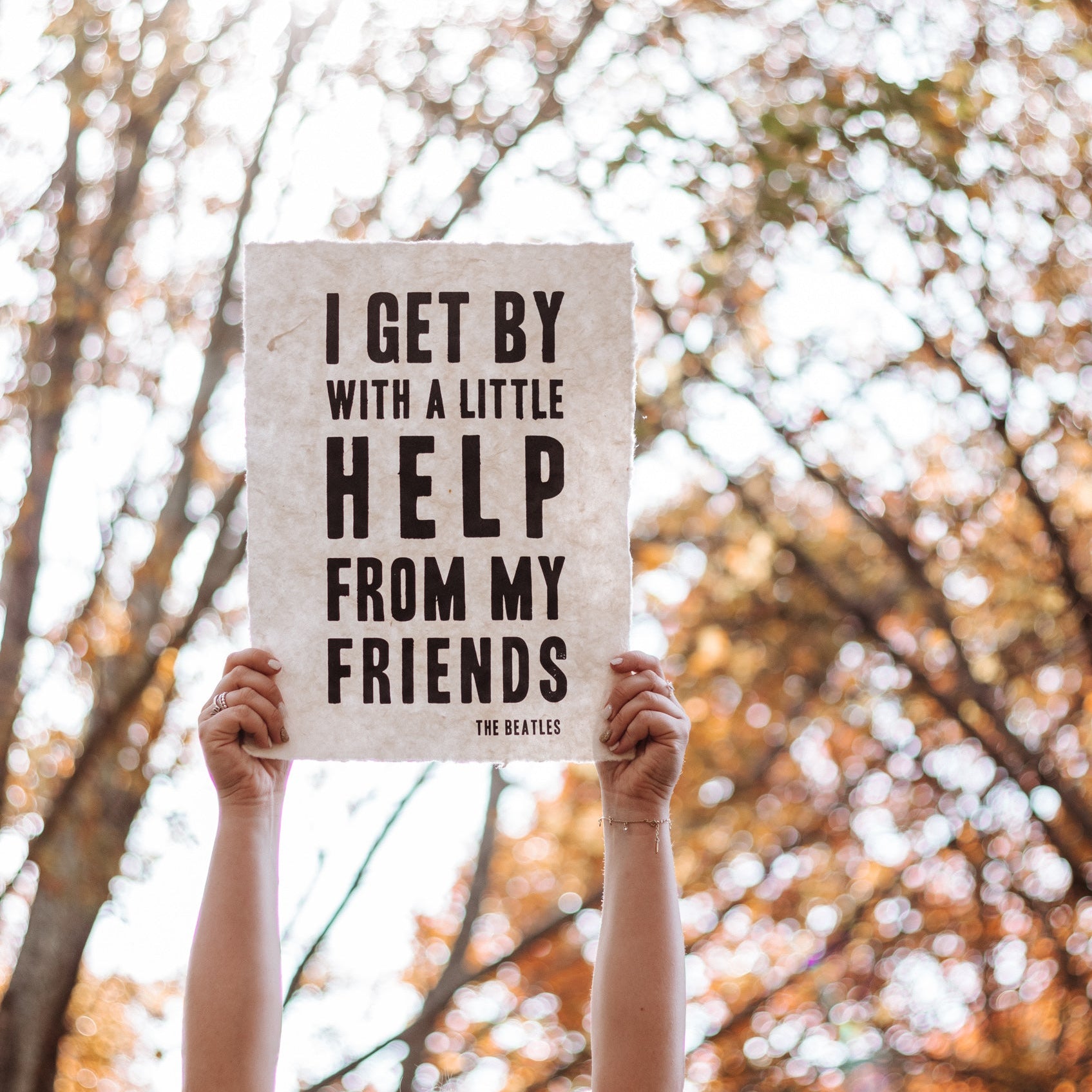 ***A Little Help From My Friends Handmade Paper Print - 12x16