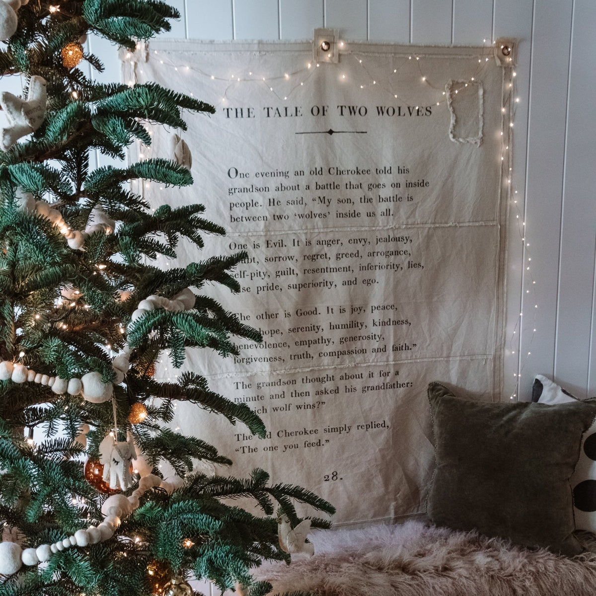 Tale Of Two Wolves Canvas Wall Tarp - 46x57