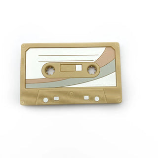 Cassette Tape Teether with Clip - Tan