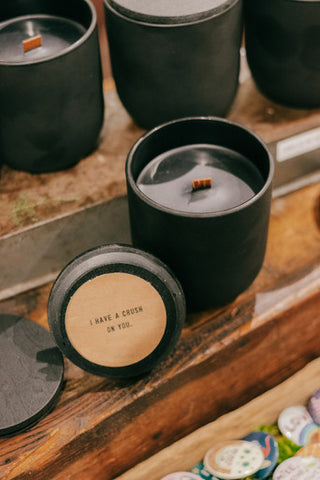 I Have A Crush Wood Wick Matte Black Candle