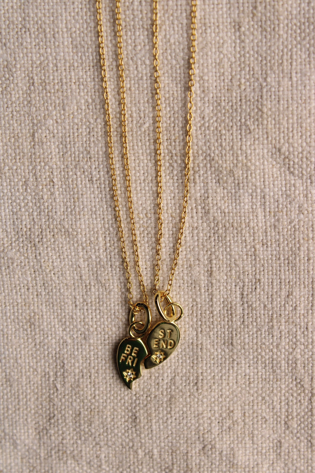 14K Gold Plated "Best Friend" Heart Necklace Set