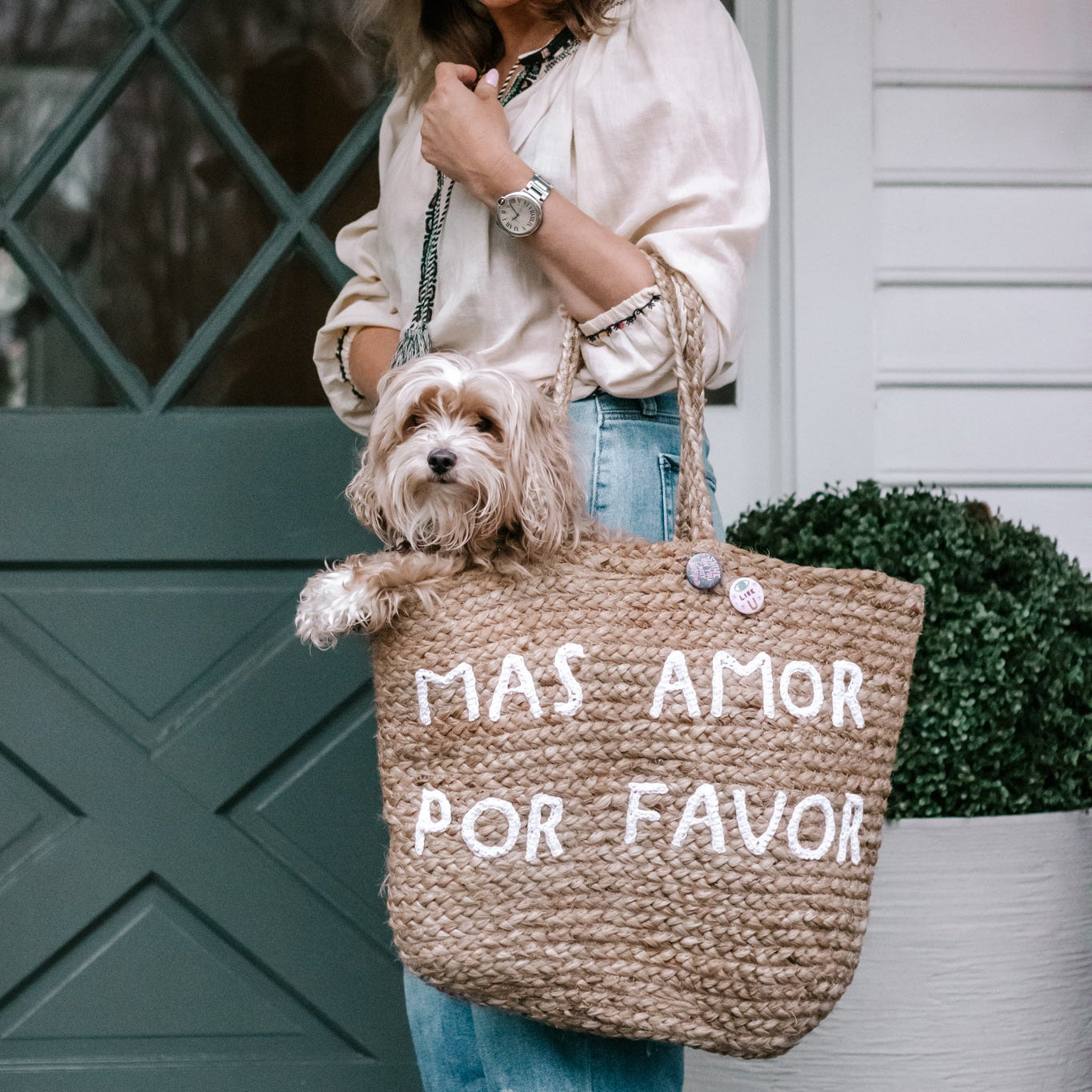 ***Mas Amor Por Favor Jute Tote Bag