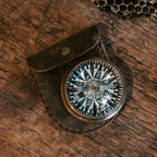 True North Dome Glass Compass with Leather Pouch