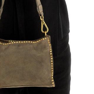 Shoulder Bag in Cowhide w Studs in Cement