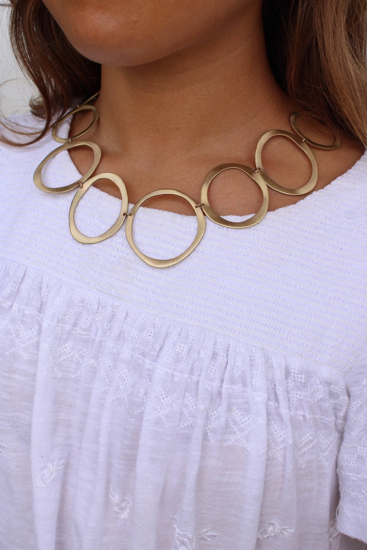 Brass Large Circle link Necklace
