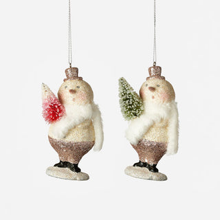 Sparkle Snowman Orn, 2 Asst, Paper  Pulp, 4.5"