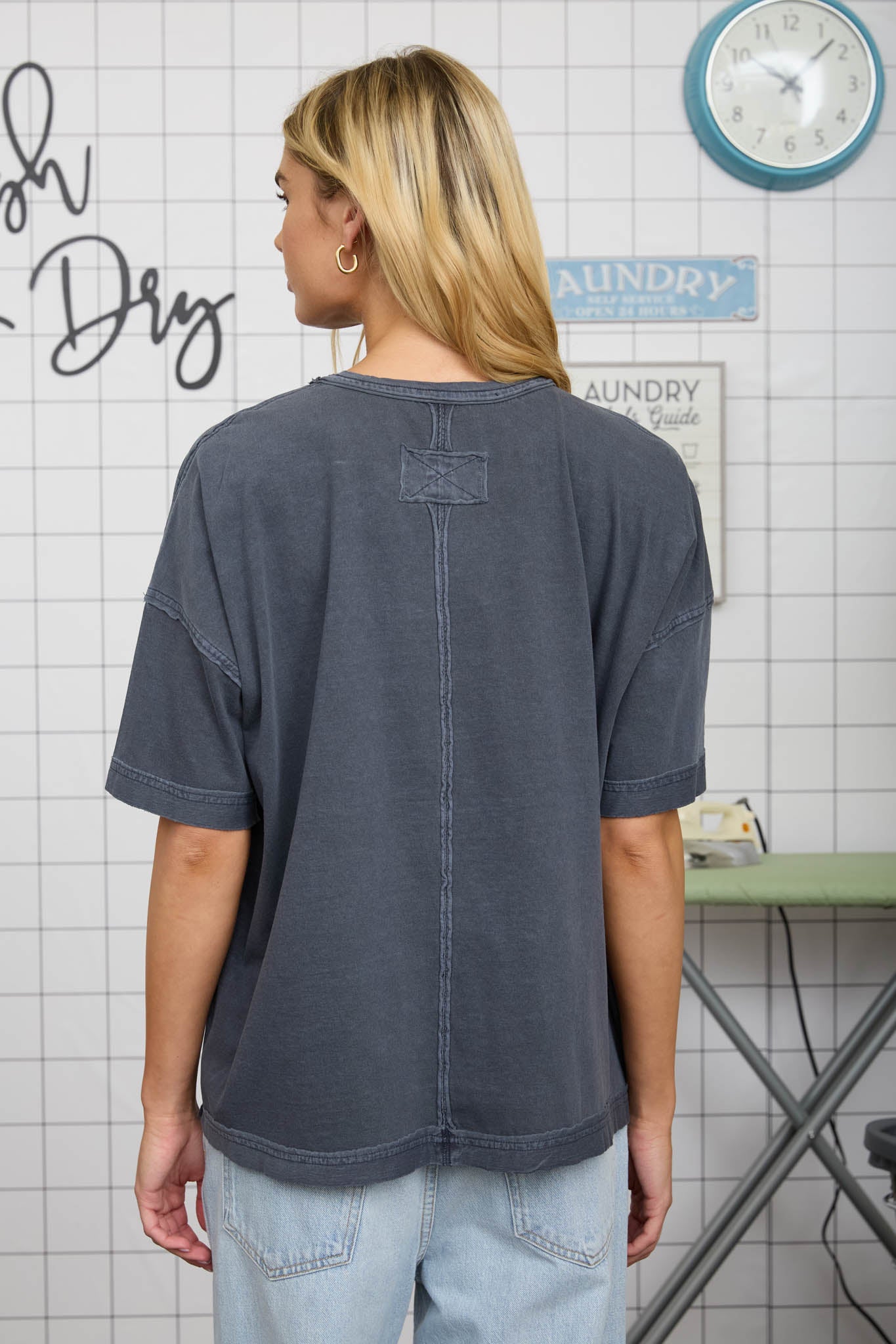 Oversized Boyfriend Tee, Navy