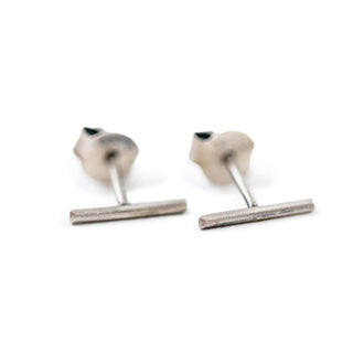 Bar Stud Earring in Silver Oxidized Finish