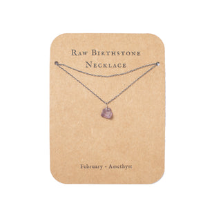 February Raw Birthstone Necklace in Sterling Silver (Amethyst)