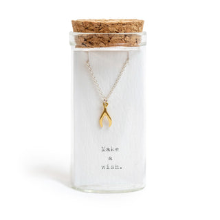 Message in a Bottle Collection - Necklace - Gold Wishbone