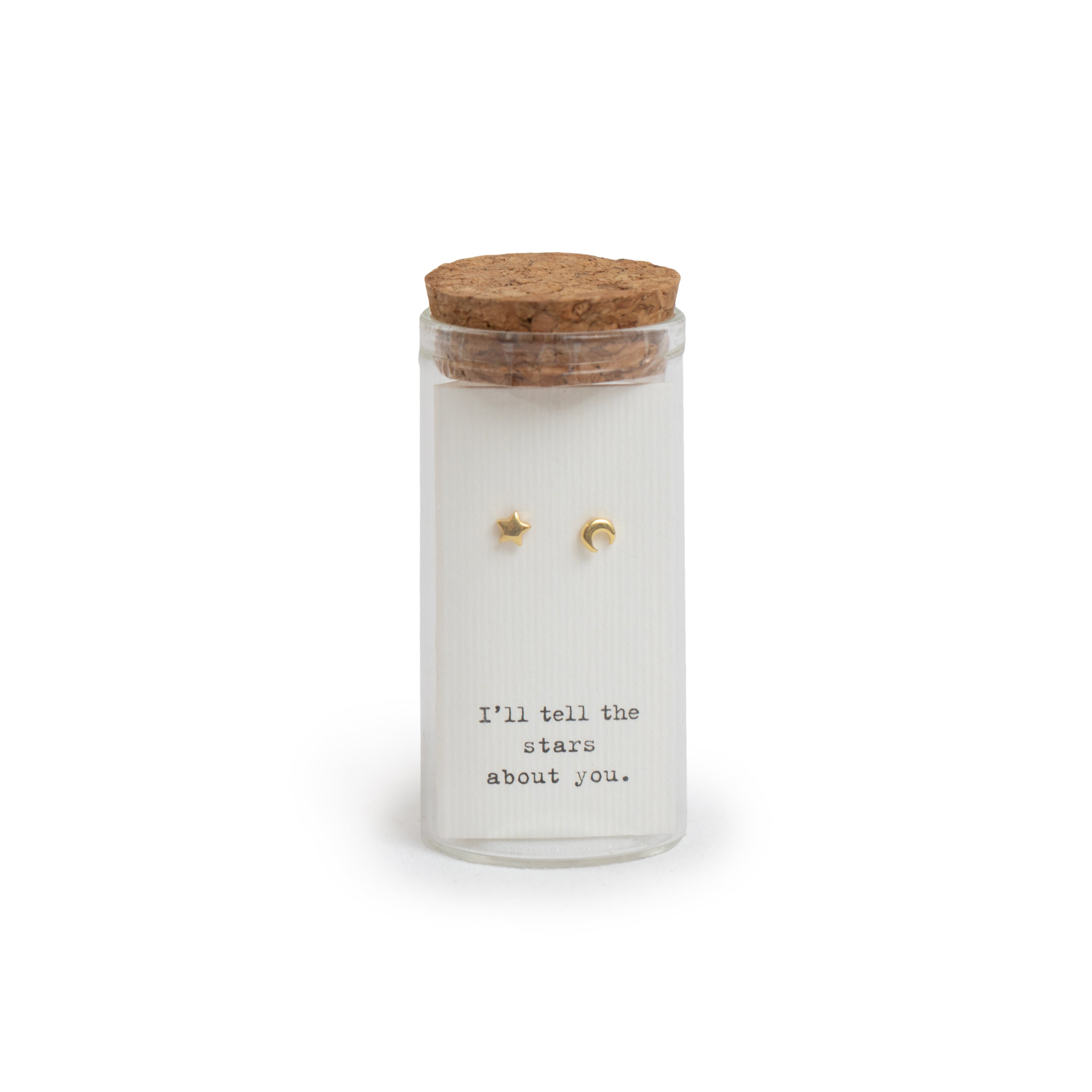 Message in a Bottle Earring Collection - Gold Star & Moon