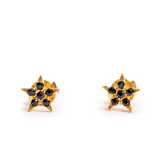 Black Spinel Gold Plated Star Studs