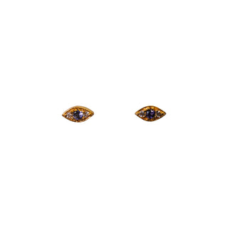 Mini Gold Plated Iolite Evil Eye Studs