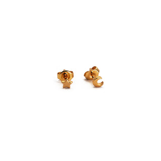 Tiny Moon and Star Stud Earrings