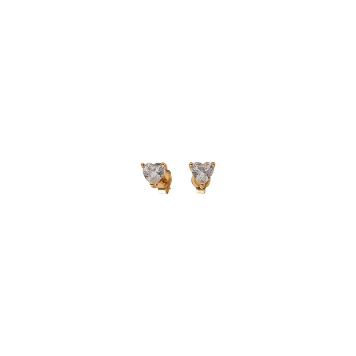 Crystal Heart Pronged Stud Tiny Earrings