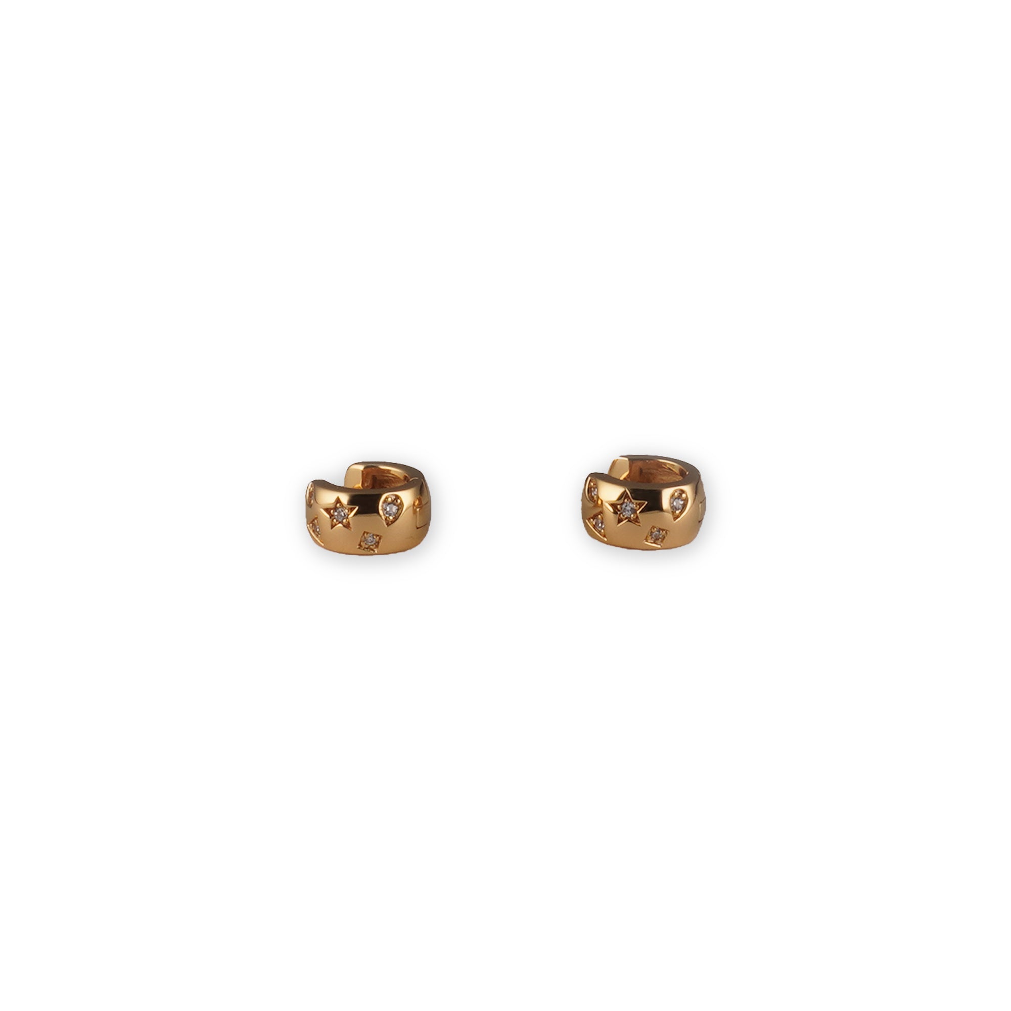 Gold Plated Multi Shape Huggie Earrings