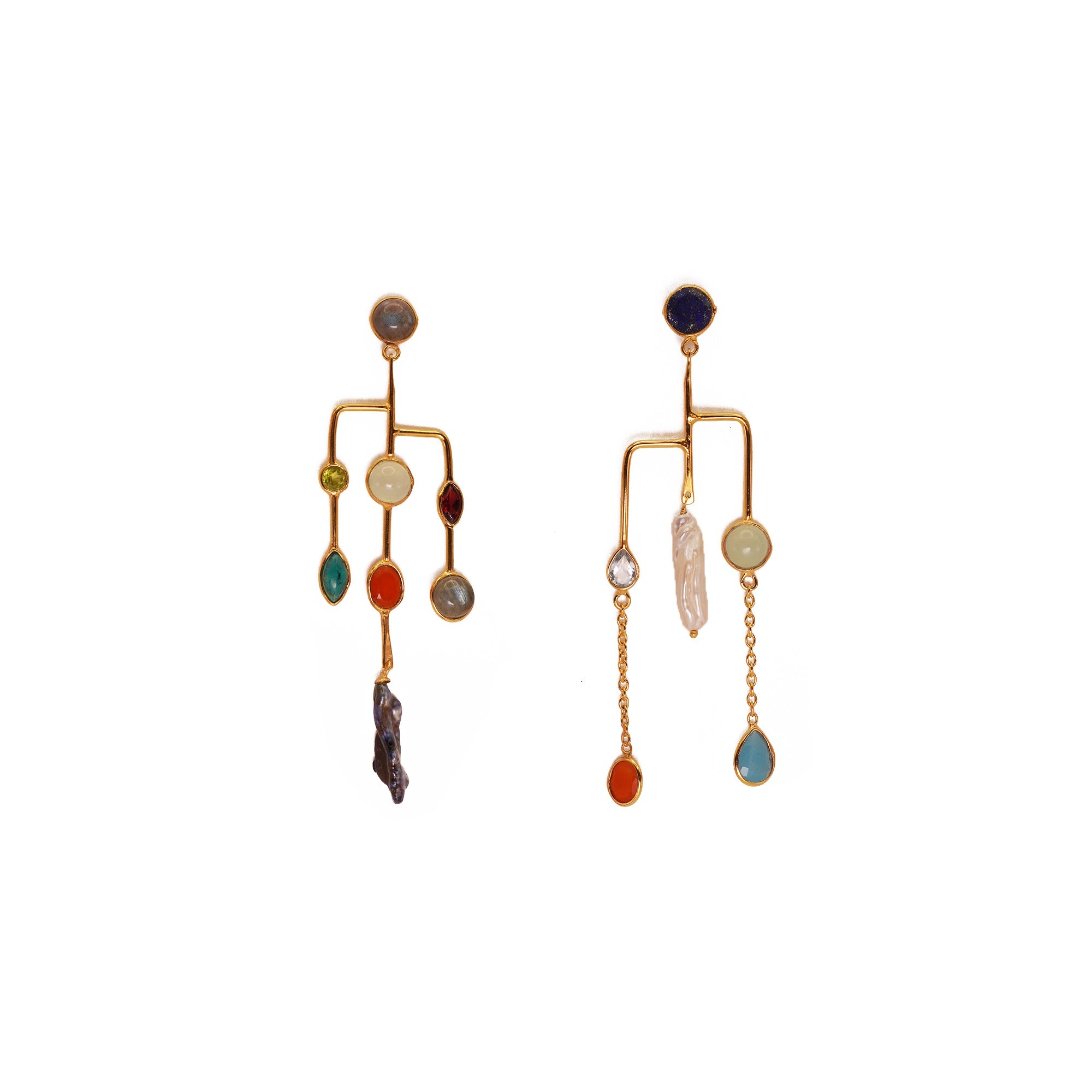 ***Multi-Stone Dangle Mobile Earrings