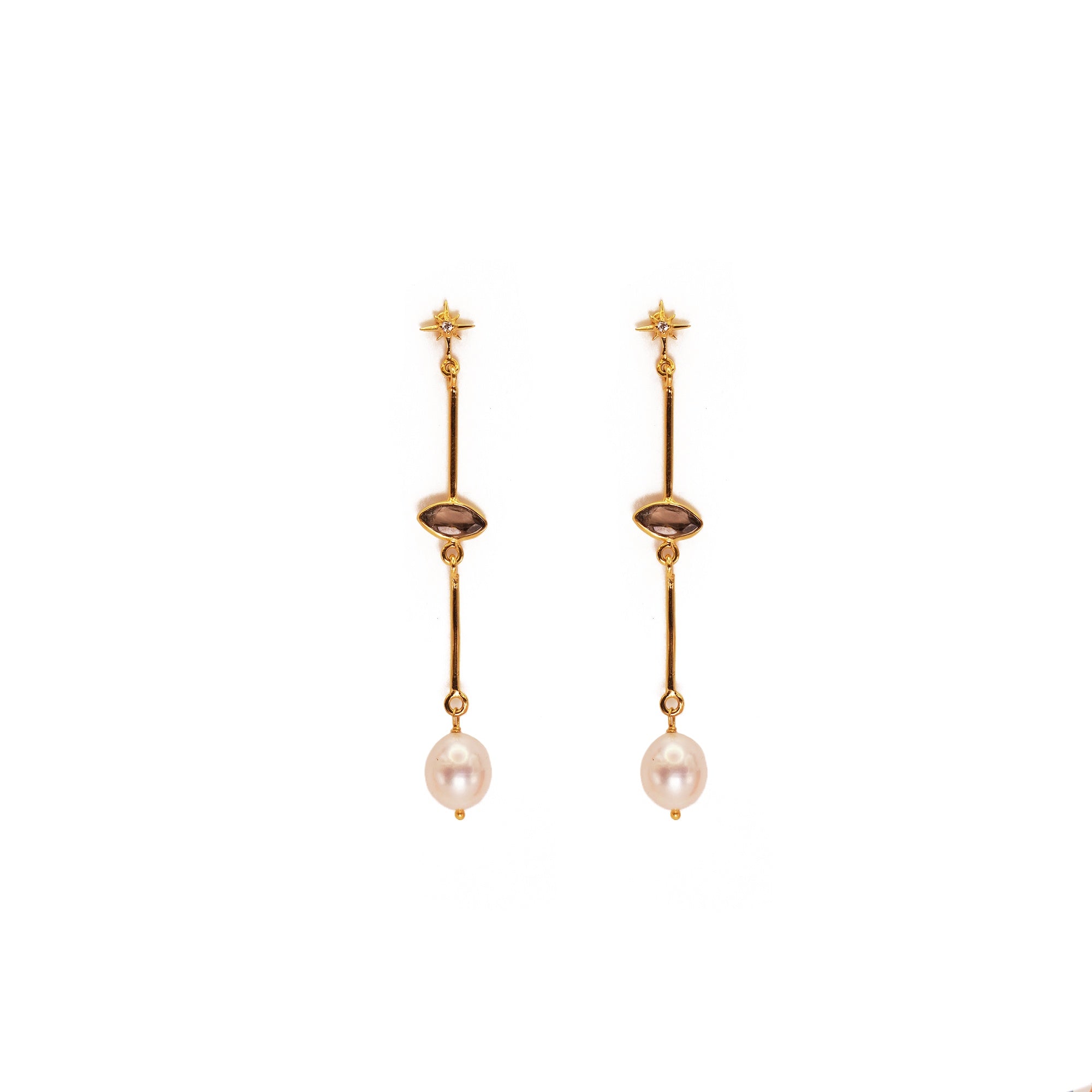 ***Star Stud Pearl Dangle Earrings