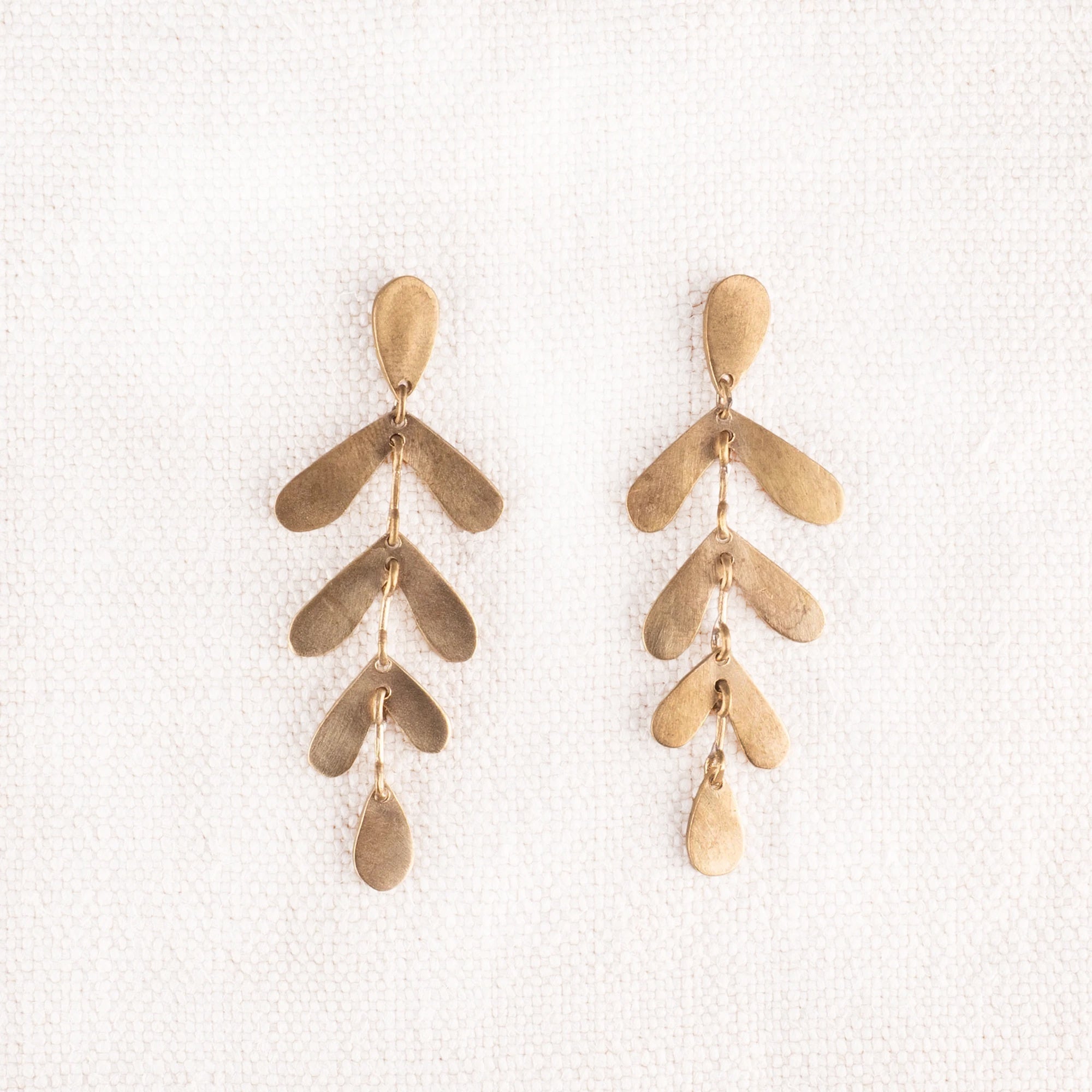 Brass Rowan Leaf Earrings