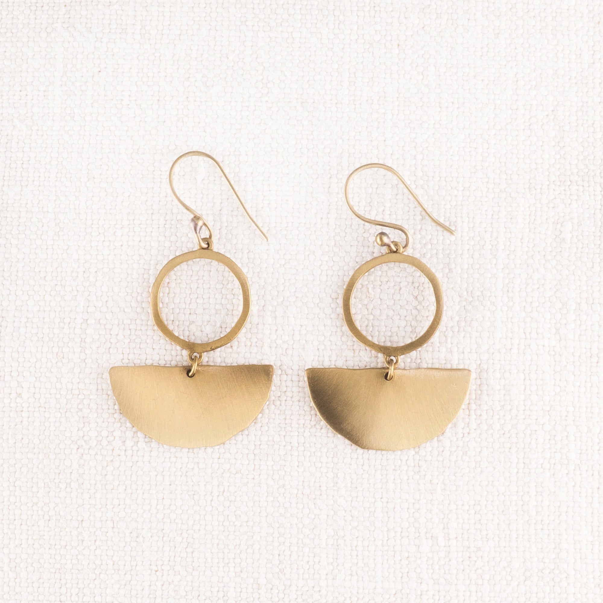 Brass Half-Circle Dangle Earrings