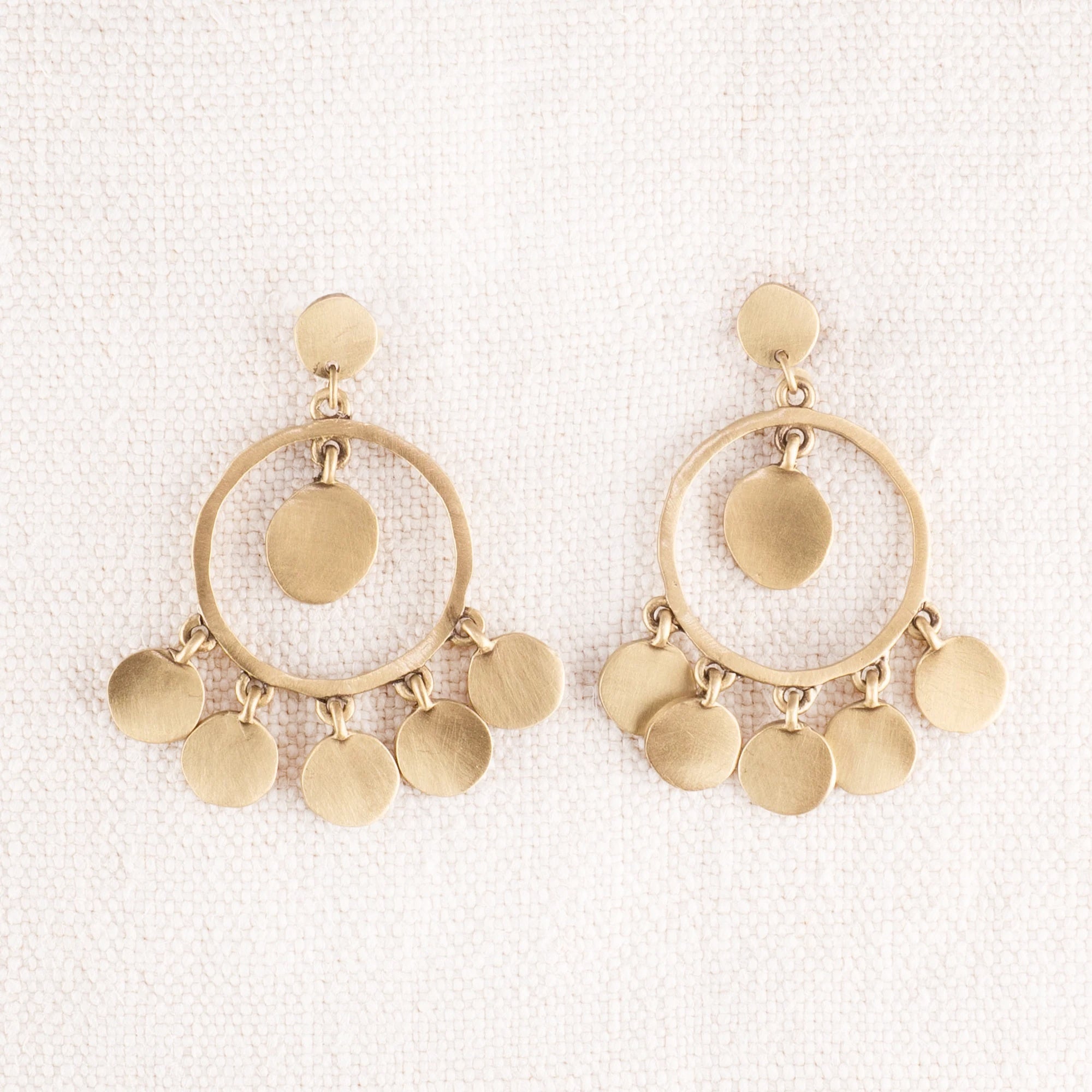 Brass Five Coin Dangle Earrings