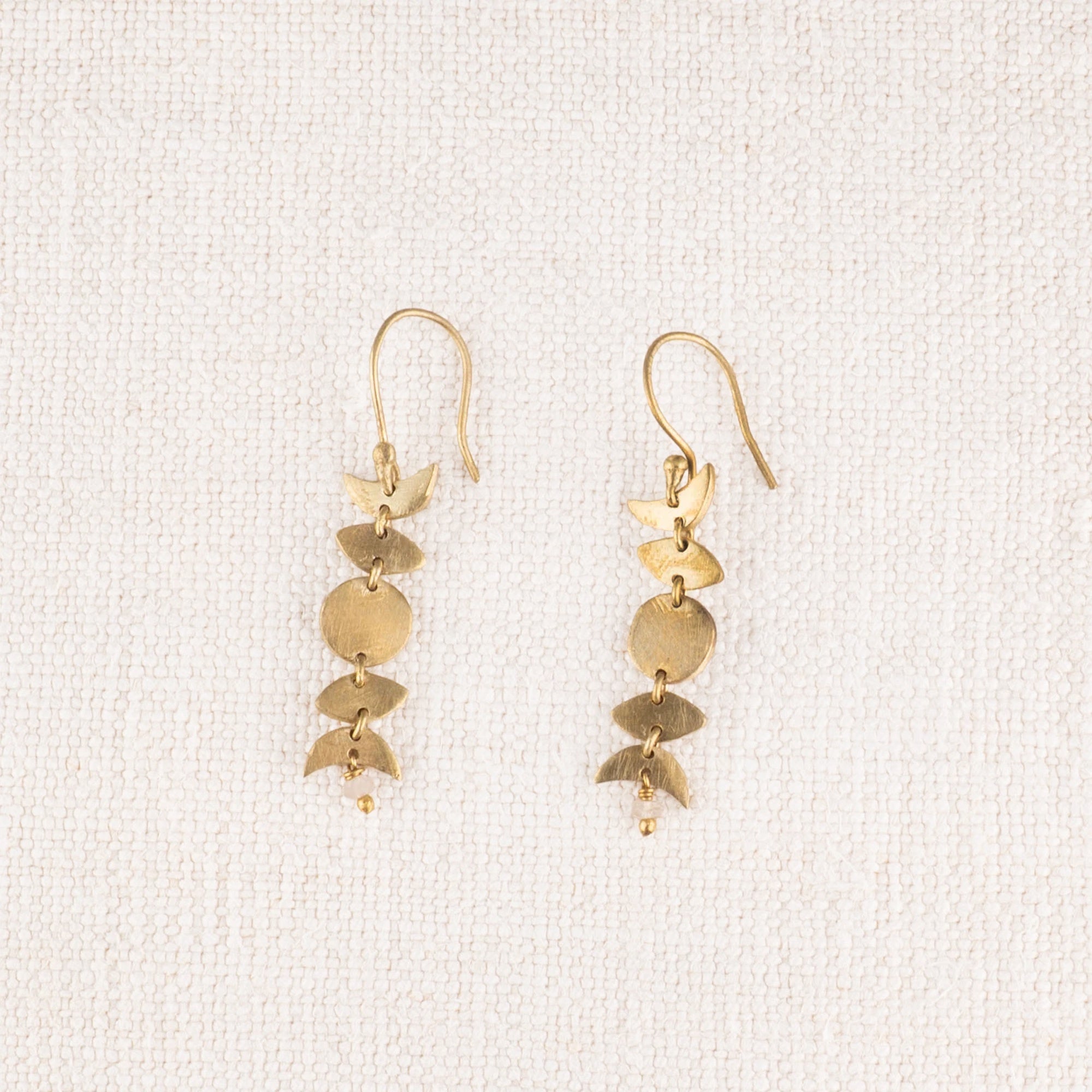 Brass Moon Phases Dangle Earrings