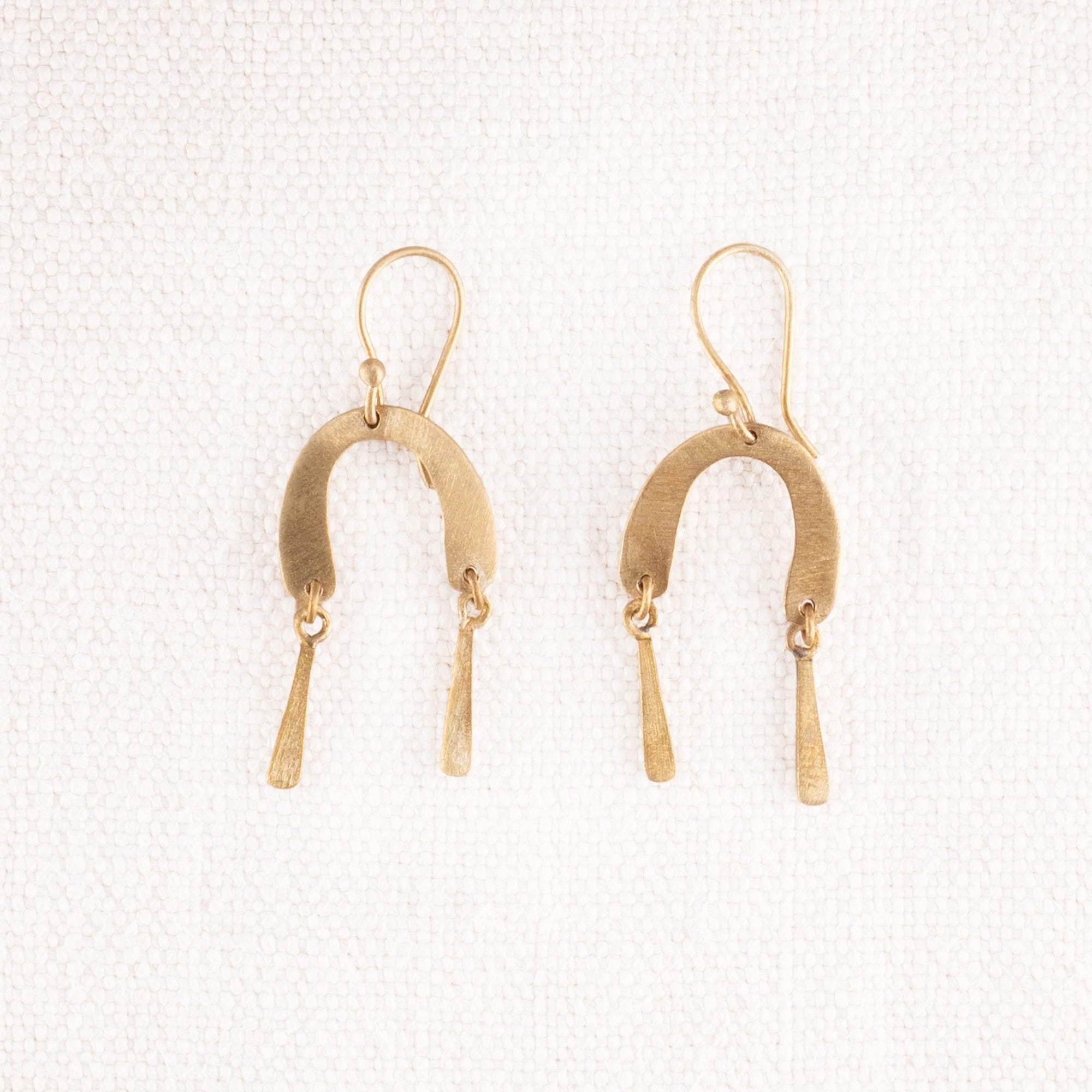 Brass Wishbone Dangle Earrings
