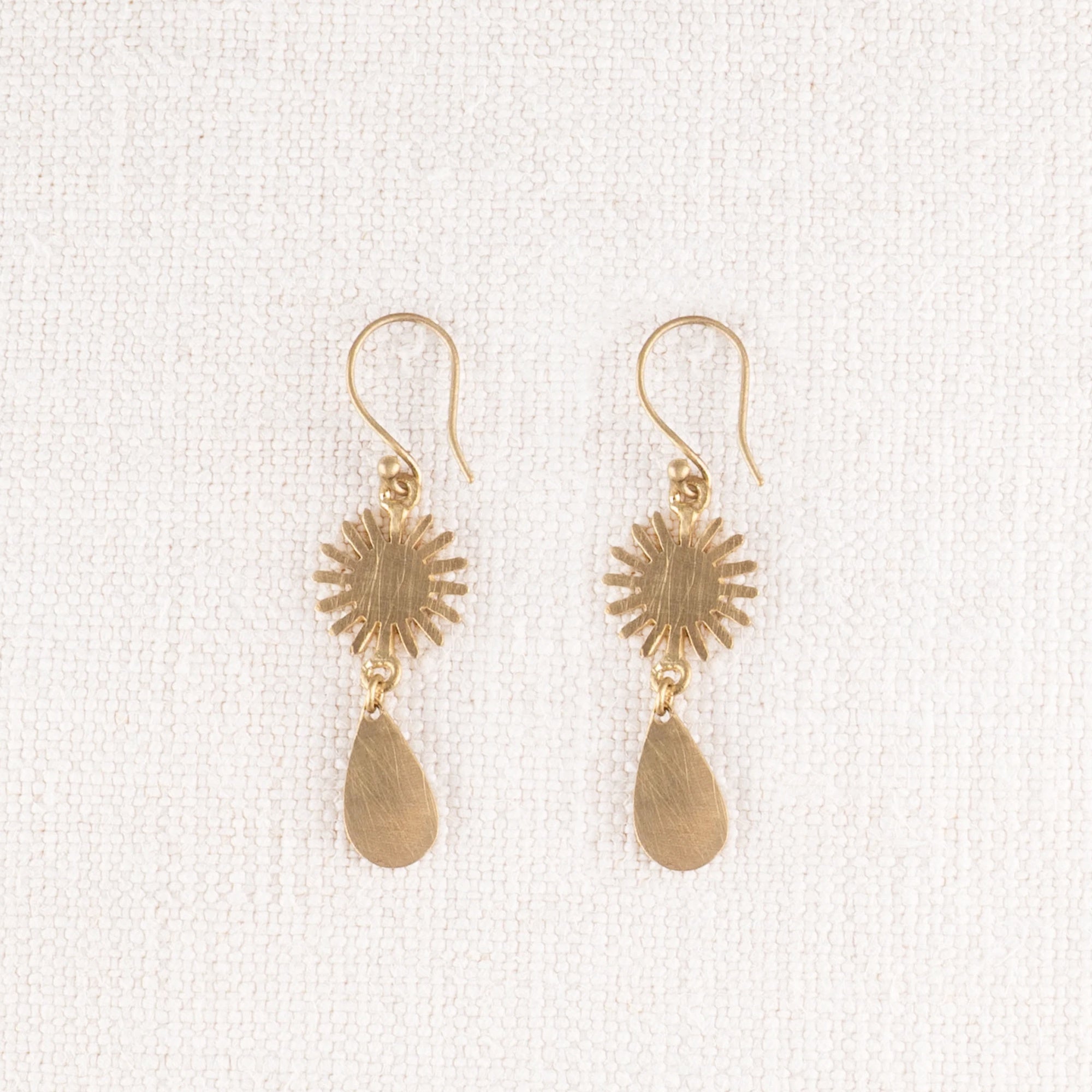 Brass Sun and Rain Dangle Earrings