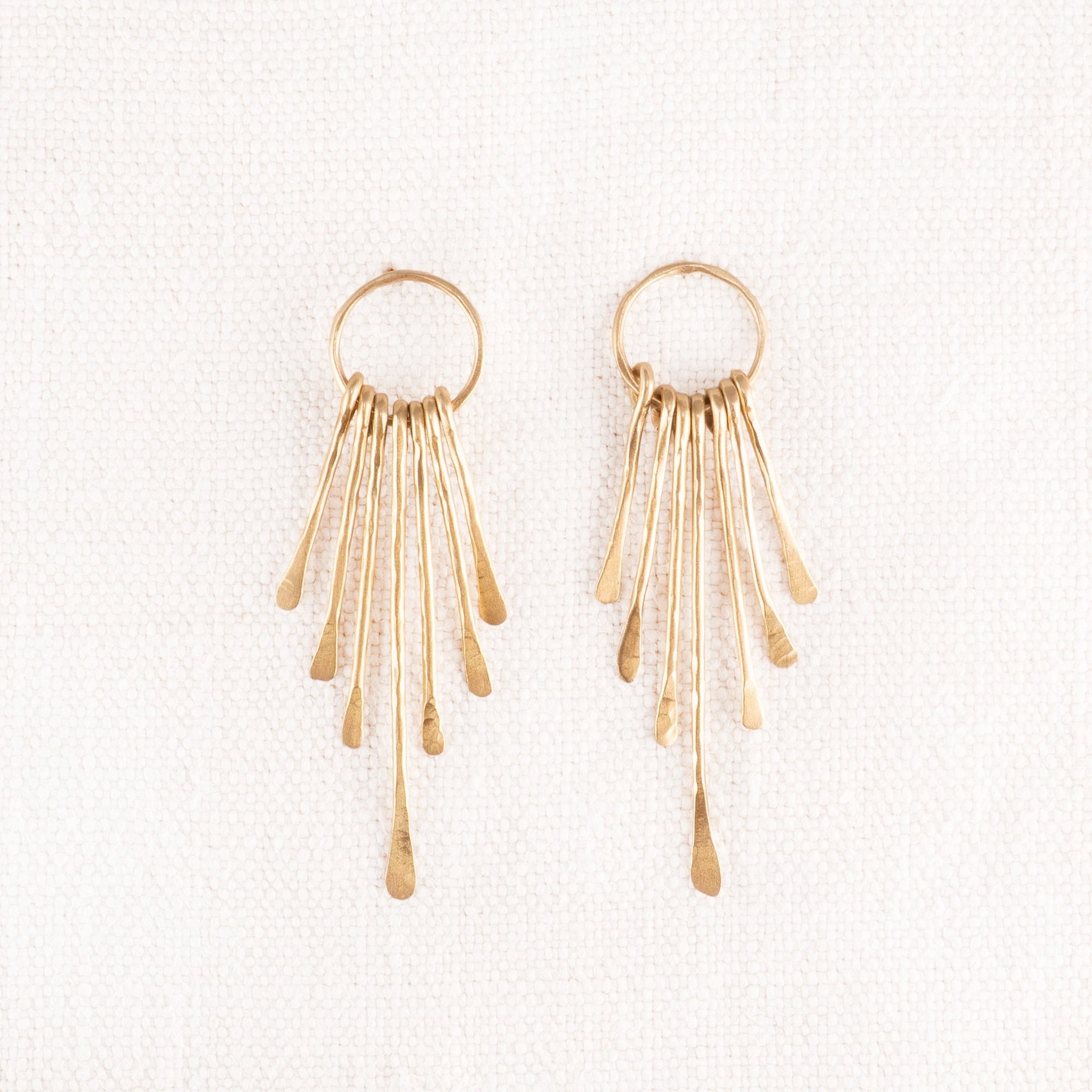 Small Hammered Hoop with Bar Dangle Earrings