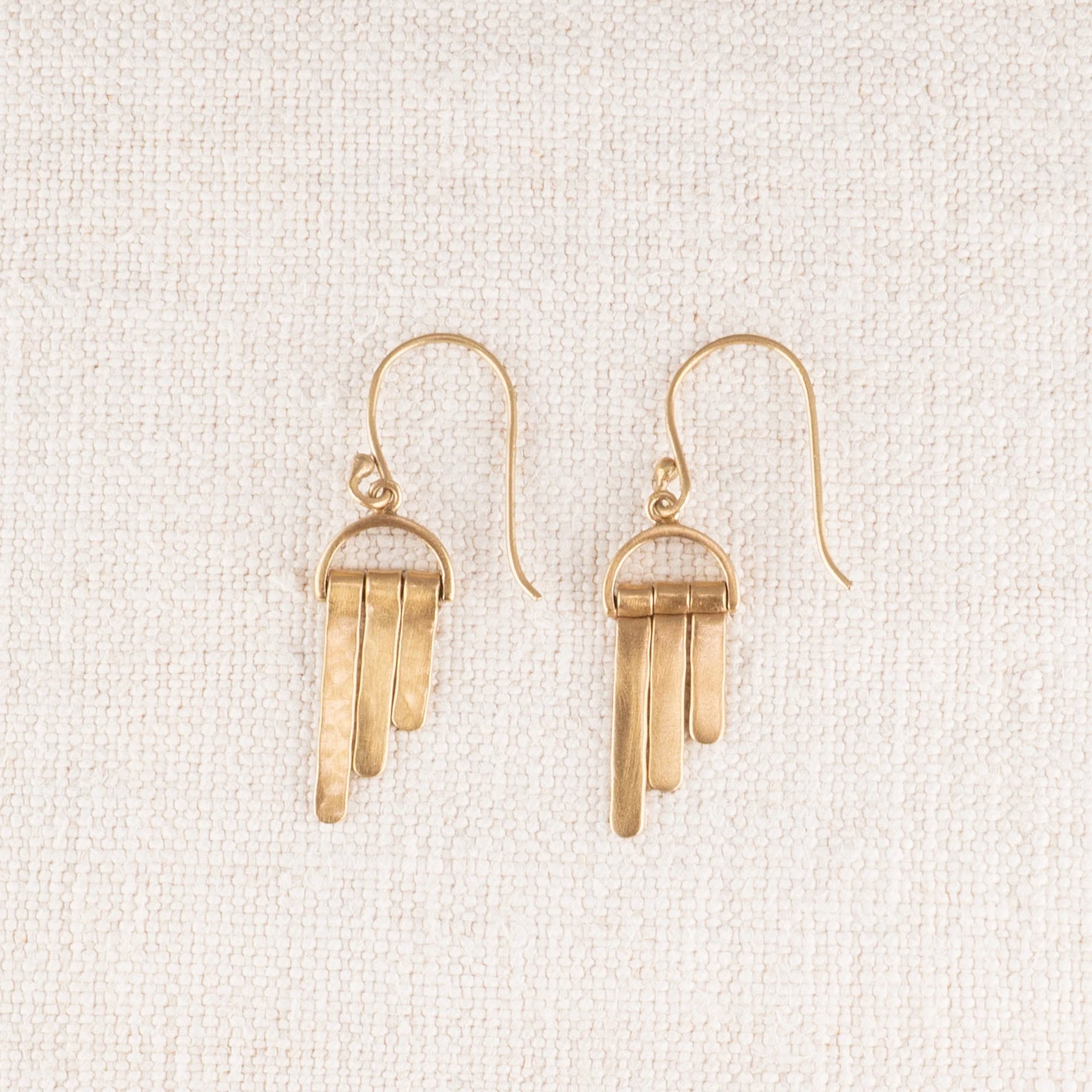 Hammered three tier Dangle Earrings