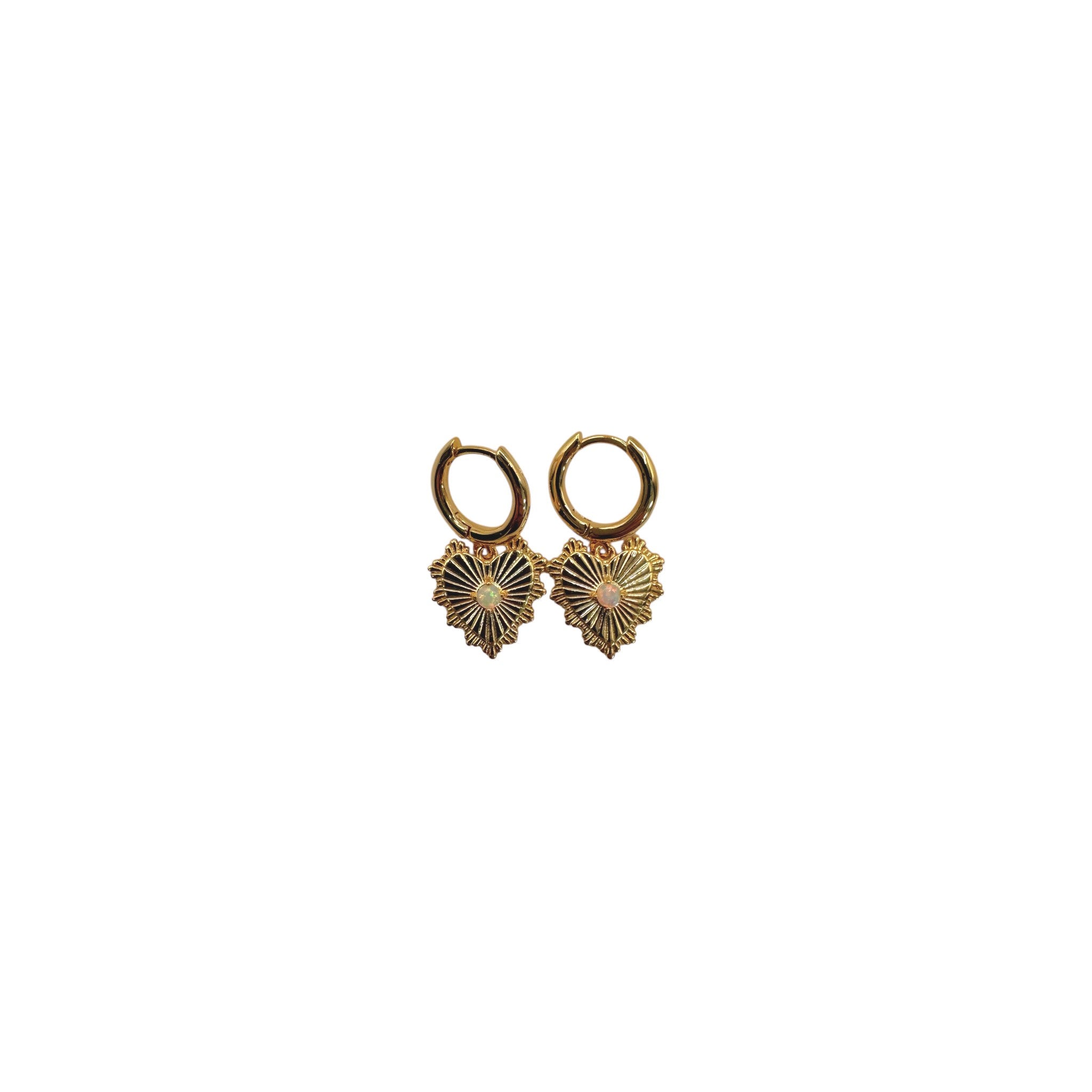 Hoop Earring - Heart with Scalloped Edge Opal