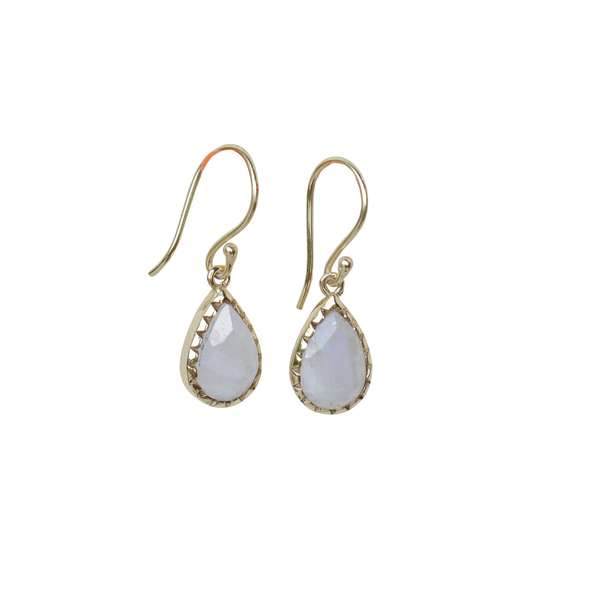Rainbow Moonstone Dangle Teardrop Earrings
