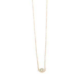 Gold Evil Eye Necklace with Opal - Gold Plated Gold Plated 16" + 2" extender