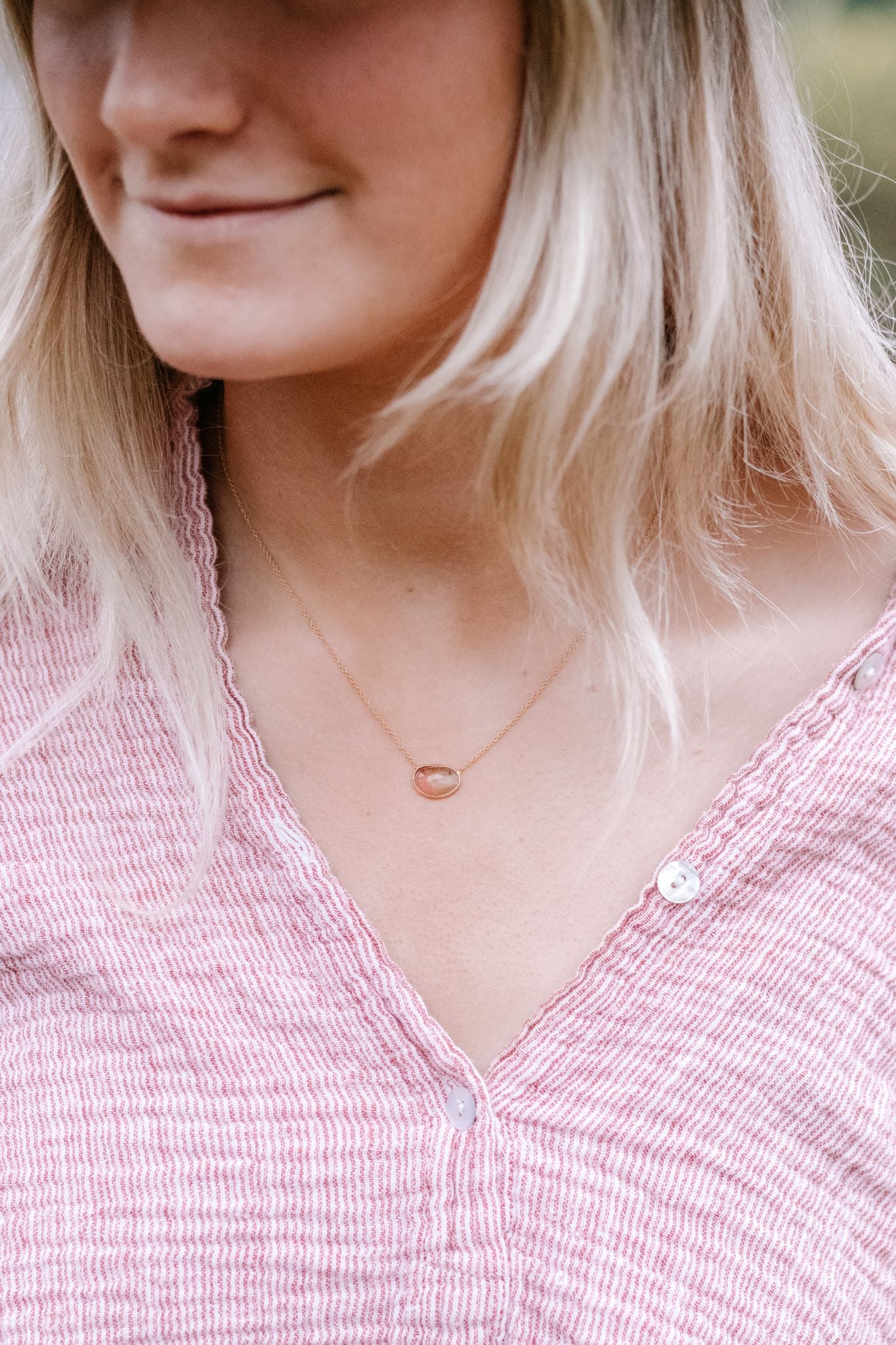 Watermelon Tourmaline Necklace - 16" + 2" Extender vary