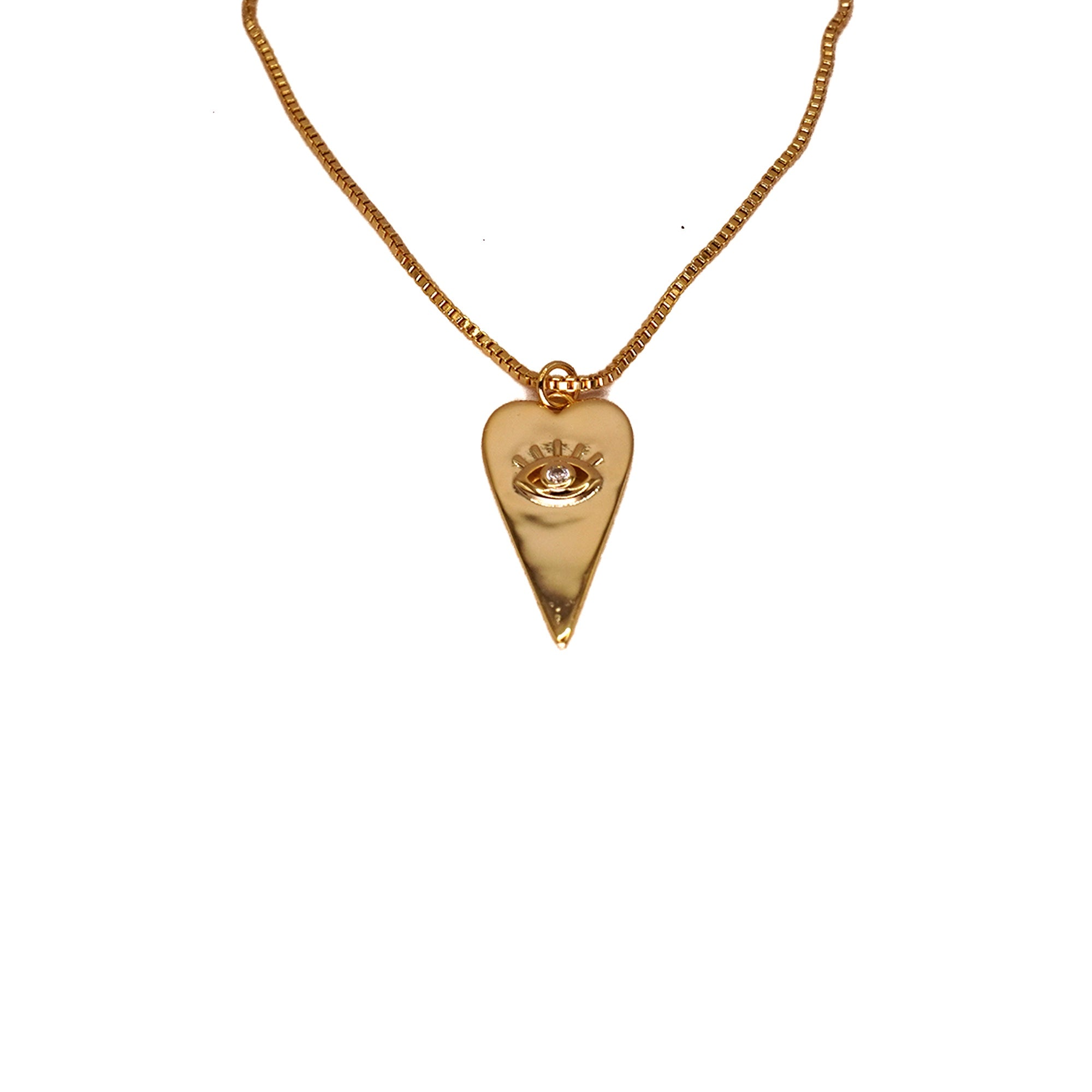 Gold Plated Evil Eye Heart Necklace