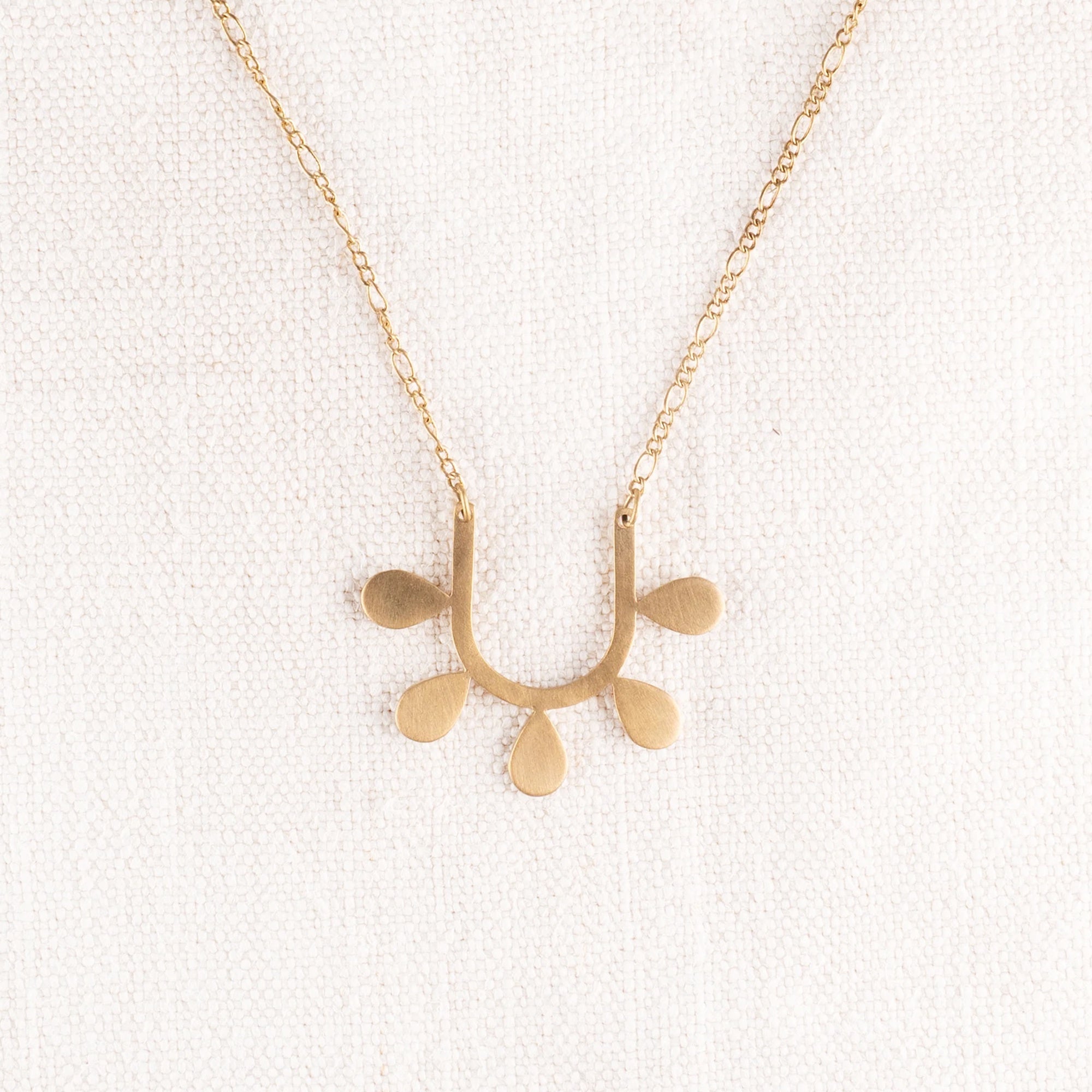 Brass Petal Loop Necklace
