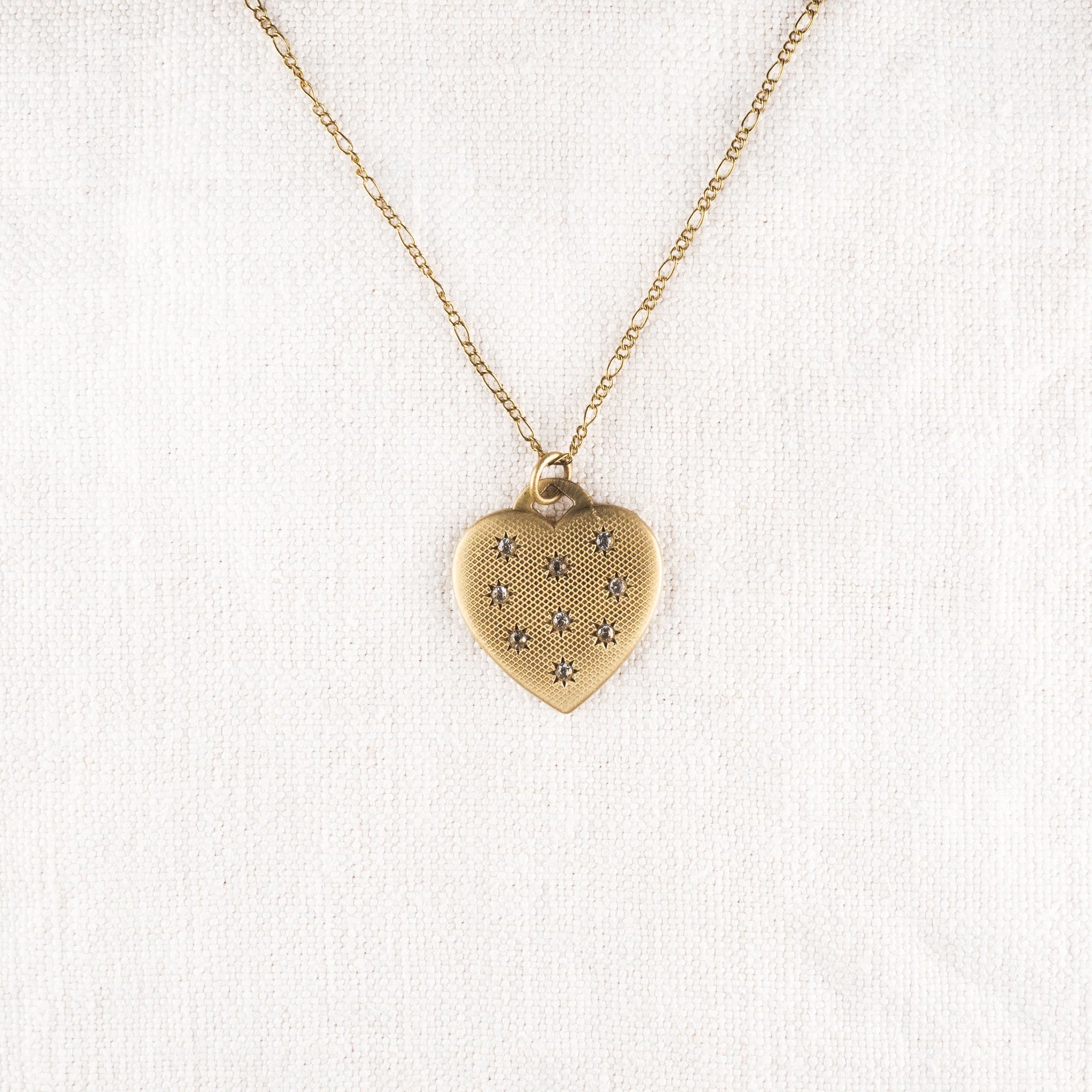 Brass Heart with Cz Stones Necklace