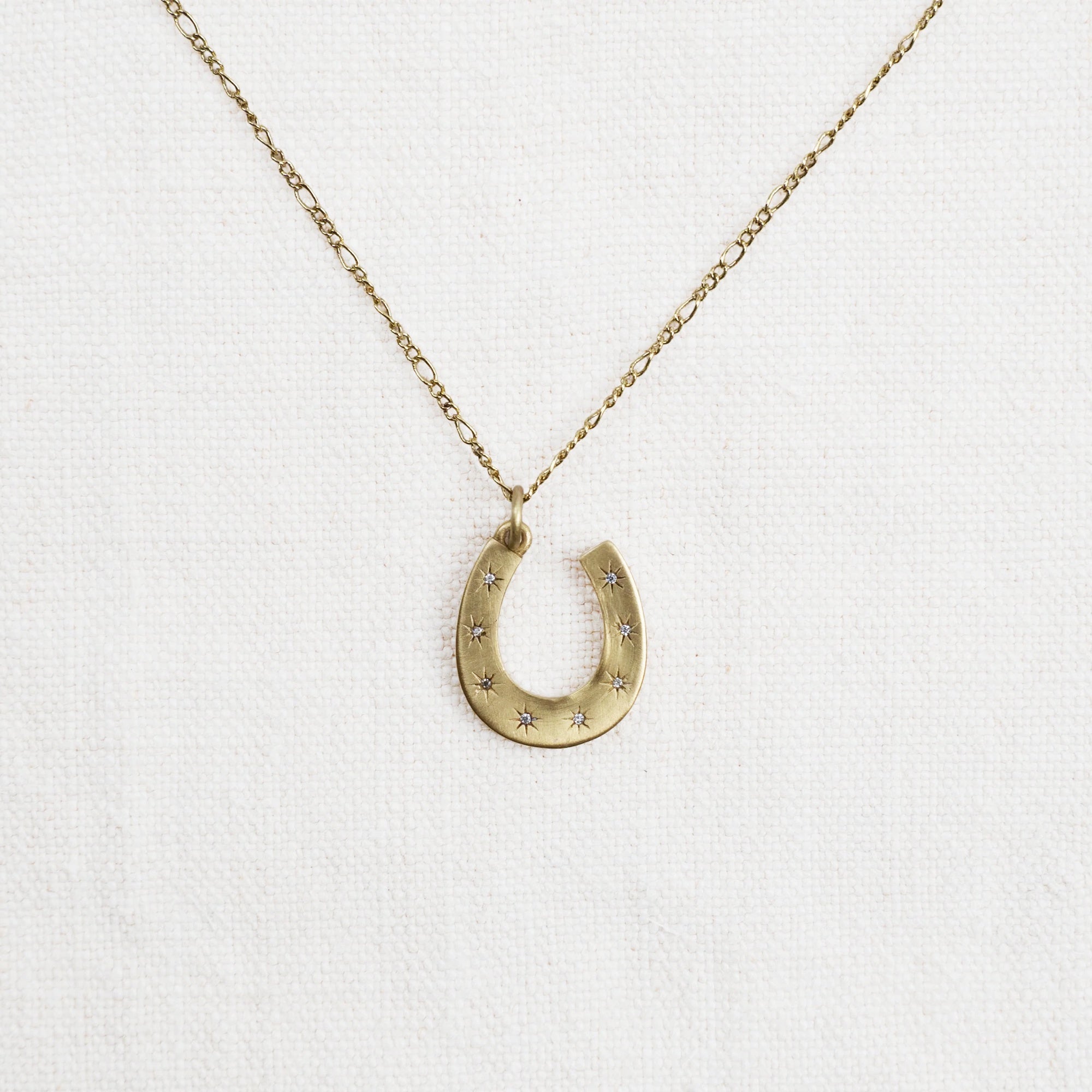 Brass Horseshoe with Cz Stones Necklace